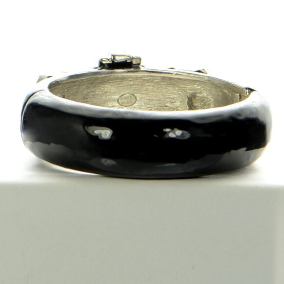 Kenneth Jay Lane KJL Black Enamel Art Deco Cuff Bracelet - Picture 4 of 6
